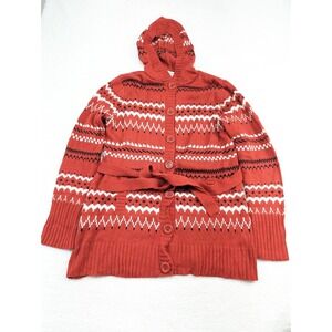 Great Northwest Women's Red Christmas Button Up Heavy Knit Cardigan Sweater XL